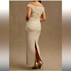 Anthropologie BHLDN Rosie Off-Shoulder 3D Sequin Beaded Prom Formal Gown 6